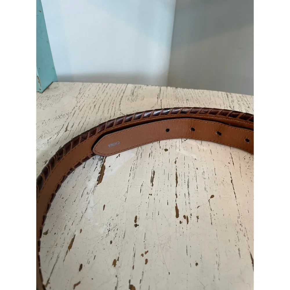 Brighton Mens Brown Black Crocodile Embossed Leather Western Belt Size 38 N20513